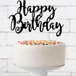 Topper Happy Birthday negro 20 cm - PartyDeco