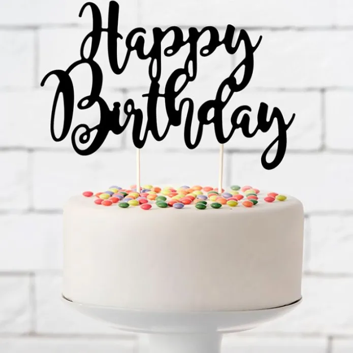 Topper Happy Birthday negro 20 cm - PartyDeco
