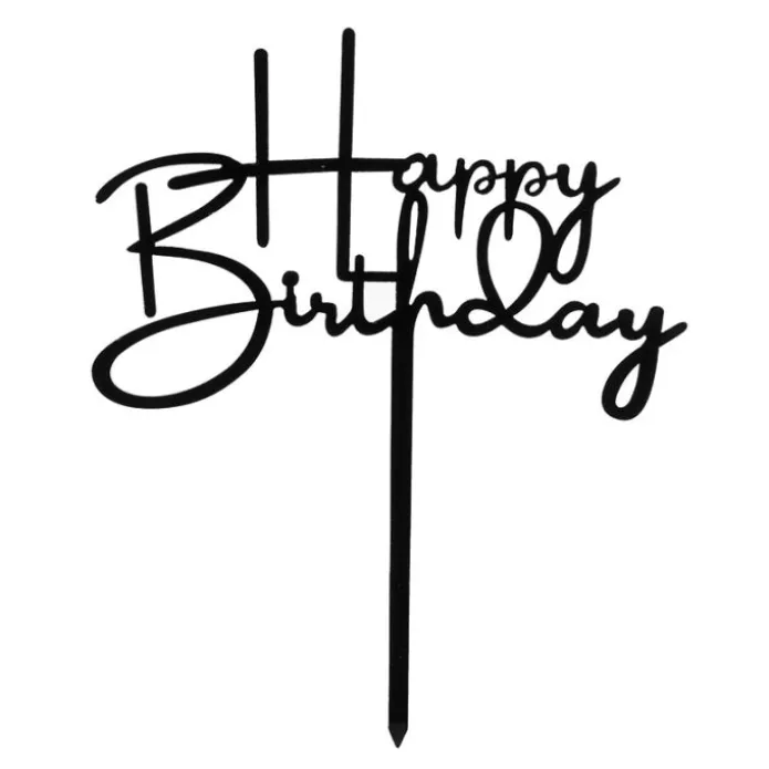 Topper Happy Birthday negro 15,5 cm - Dekora