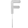 Topper letra "F" acrílica plateada efecto espejo 8 cm