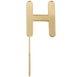 Topper letra "H" acrílica dorada efecto espejo 8 cm