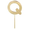 Topper letra "Q" acrílica dorada efecto espejo 8 cm