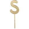Topper letra "S" acrílica dorada efecto espejo 8 cm