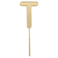 Topper letra "T" acrílica dorada efecto espejo 8 cm