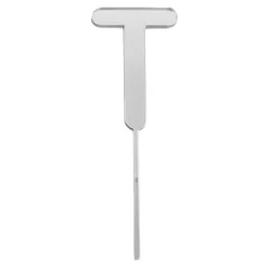 Topper letra "T" acrílica plateada efecto espejo 8 cm