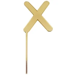 Topper letra "X" acrílica dorada efecto espejo 8 cm