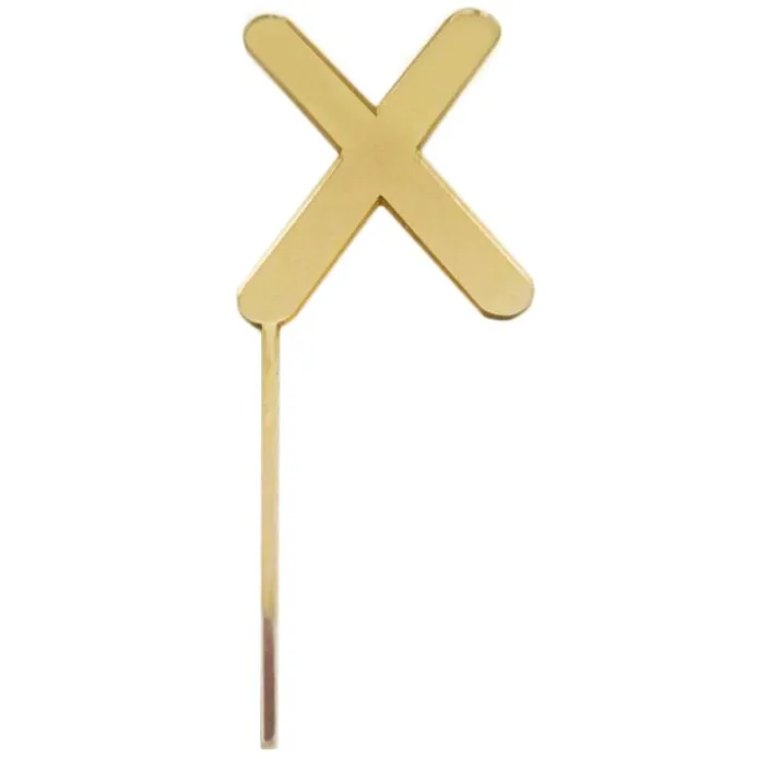 Topper letra "X" acrílica dorada efecto espejo 8 cm