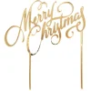 Topper Merry Christmas acrílico dorado efecto espejo 17 cm