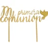 Topper Mi primera comunión acrílico dorado 17 cm