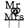 Topper Mr Love Mrs acrílico negro efecto espejo 19 cm
