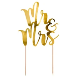 Topper Mr&Mrs dorado 25,5 cm - PartyDeco