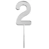 Topper número "2" acrílico plateado efecto espejo 8 cm