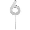 Topper número "6" acrílico plateado efecto espejo 8 cm