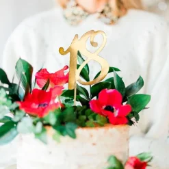 Topper número 18 dorado 10 cm - PartyDeco