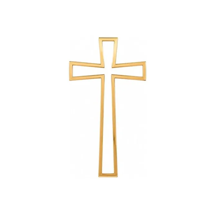 Topper para tartas dorado cruz comunión hueca 7,1 cm