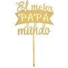 Topper para tartas dorado El mejor papá del mundo 10 cm