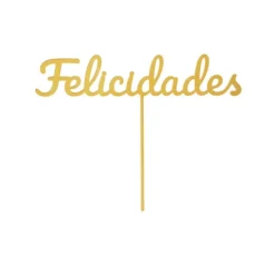Topper para tartas dorado Felicidades 12 cm