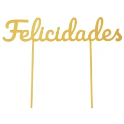 Topper para tartas dorado Felicidades 18 cm