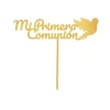 Topper para tartas dorado Mi Primera Comunión con paloma 12 cm