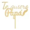 Topper para tartas dorado Te quiero Papá con bigote y pajarita 18 cm