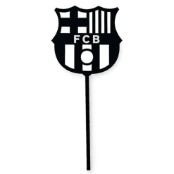 Topper para tartas negro escudo del Barcelona 8 cm