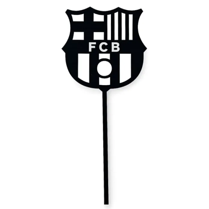 Topper para tartas negro escudo del Barcelona 8 cm