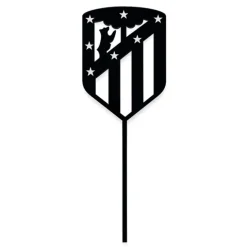 Topper para tartas negro escudo del Atlético de Madrid 8 cm