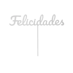 Topper para tartas plateado Felicidades 12 cm