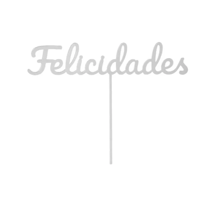 Topper para tartas plateado Felicidades 12 cm