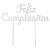 Topper para tartas plateado Feliz Cumpleaños 18 cm