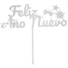 Topper para tartas plateado Feliz Año Nuevo 18 cm