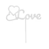 Topper para tartas plateado Love con corazones 12 cm