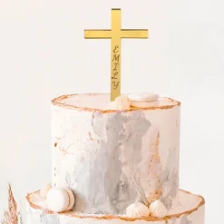 Topper personalizado cruz comunión nombre grabado - Varios tamaños