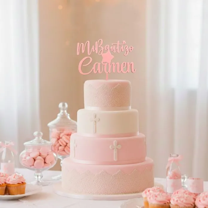 Topper personalizado Mi Bautizo nombre