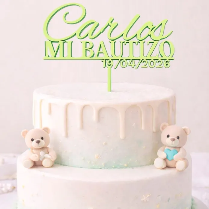 Topper personalizado Mi Bautizo nombre y fecha