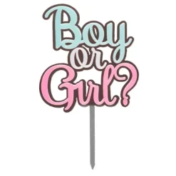 Topper plateado Boy or Girl 16,5 cm - Dekora
