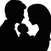 Topper silueta pareja de novios con bebé 18,5 cm - Dekora