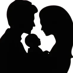 Topper silueta pareja de novios con bebé 18,5 cm - Dekora