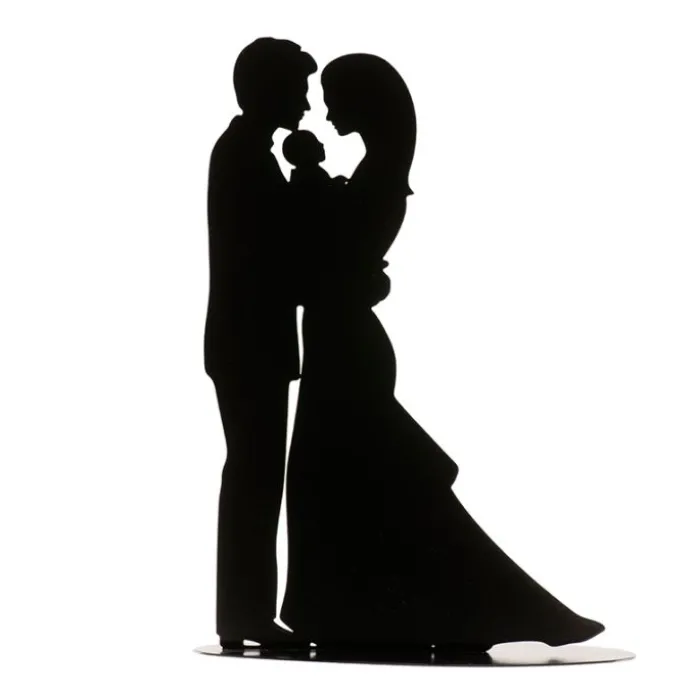 Topper silueta pareja de novios con bebé 18,5 cm - Dekora
