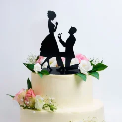 Topper silueta pedida mano pareja novios 18 cm - Dekora
