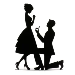 Topper silueta pedida mano pareja novios 18 cm - Dekora