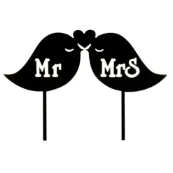 Topper silueta Pájaros Mr & Mrs 8 cm