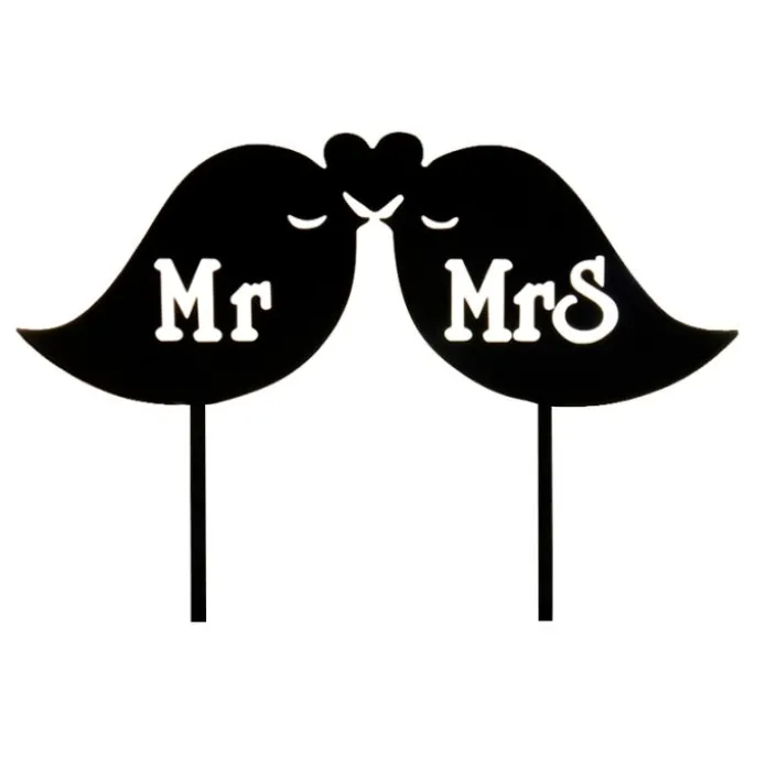 Topper silueta Pájaros Mr & Mrs 8 cm