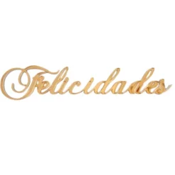 Topper sin soporte dorado espejo Felicidades 14,5 cm