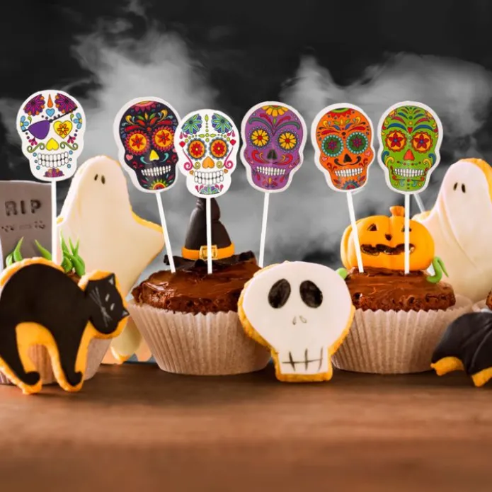 Toppers para cupcakes calaveras catrinas Halloween (16) - Dekora