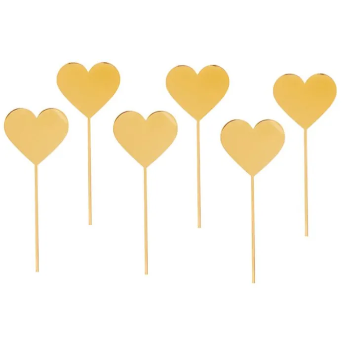 Toppers para cupcakes dorados corazones 4 cm (6)