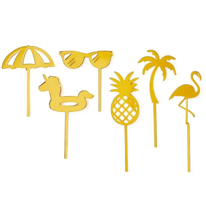Toppers para cupcakes dorados playa 4 cm (6)
