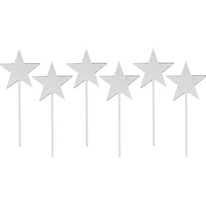 Toppers para cupcakes plateados estrellas 4 cm (6)