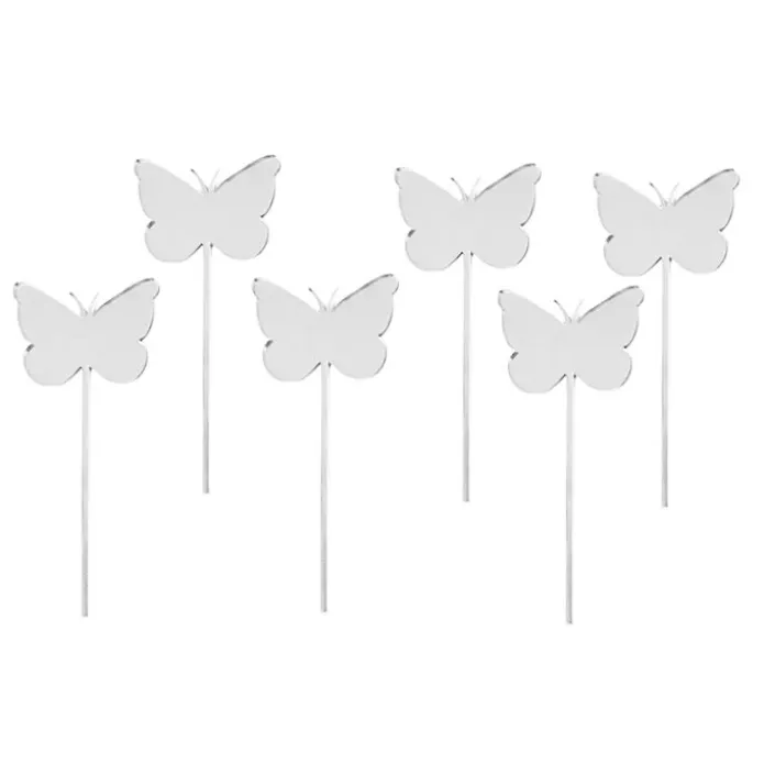 Toppers para cupcakes plateados mariposas 4 cm (6)