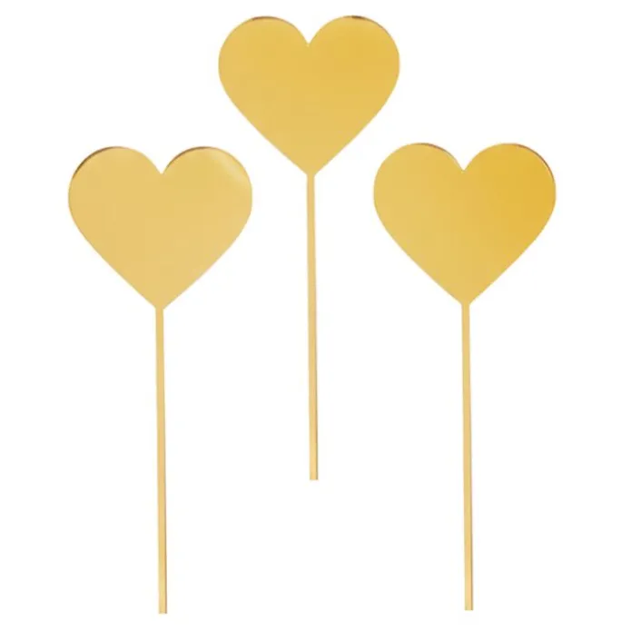 Toppers para tartas dorados Corazones 6 cm (3)